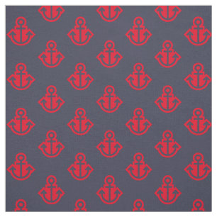 Tissu de motif d'Ancre en la marine et le rouge