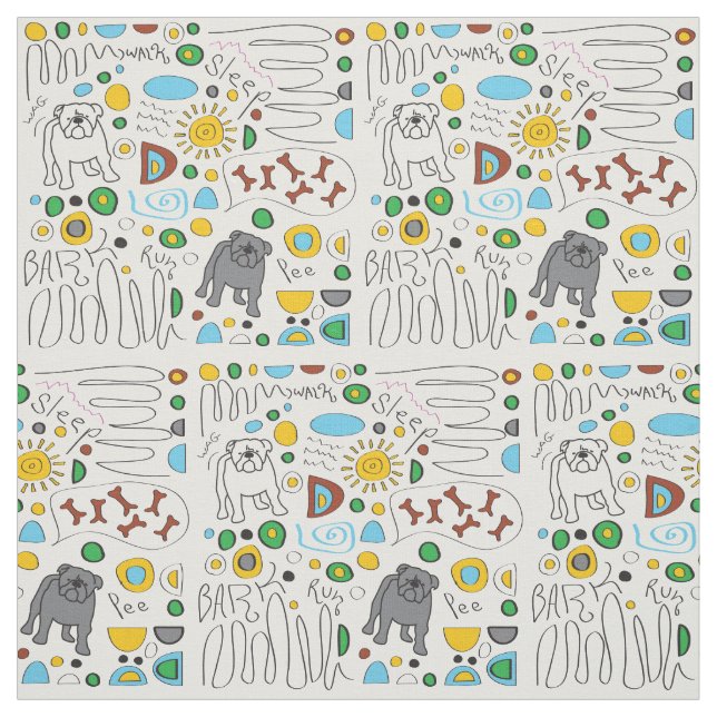 Tissu de motif de bouledogue (Échantillon)