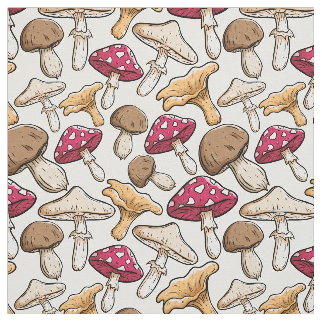 Tissu de motif de champignon (Échantillon)