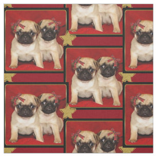 Tissu de motif de chien de chiots de carlin de