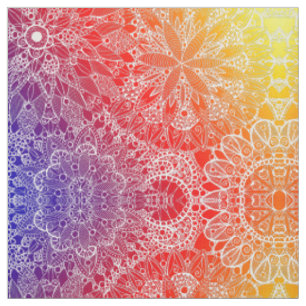 Tissu de motif de mandala d'arc-en-ciel
