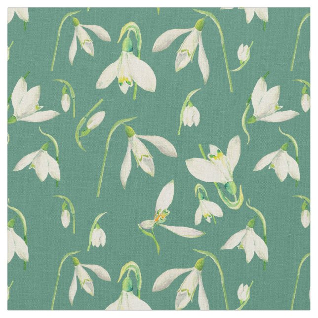 Tissu de motif de perce-neiges d'aquarelle (Fermer)