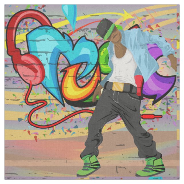 Tissu de mur de graffiti de musique de l'homme 2 (Échantillon)
