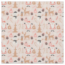 Tissu de Noël rose blanc