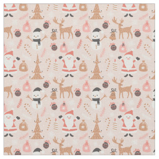 Tissu de Noël rose blanc