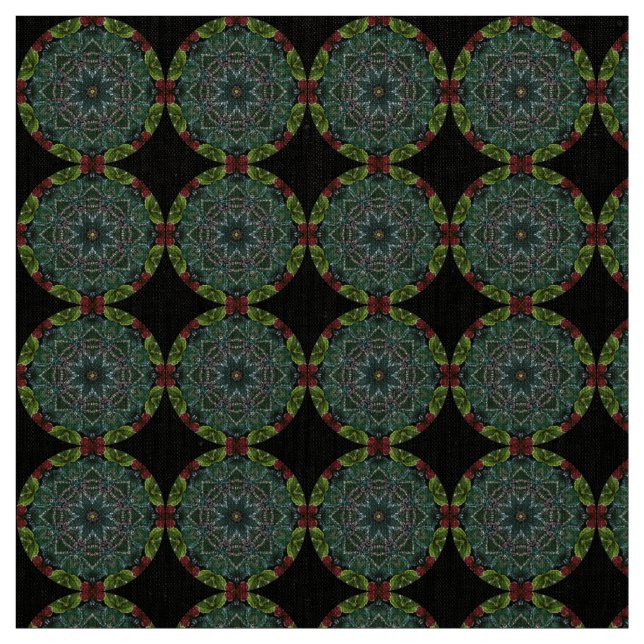 Tissu de Noël rouge argent vert (Échantillon)