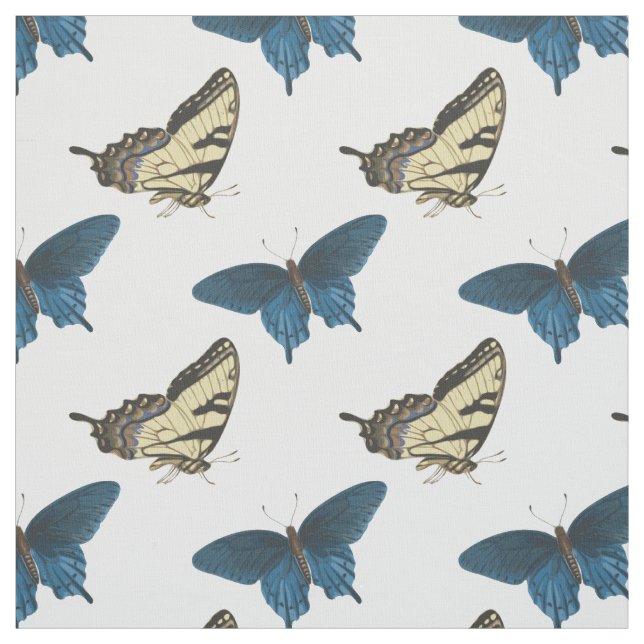 tissu de nouveauté aux papillons bleus (Échantillon)