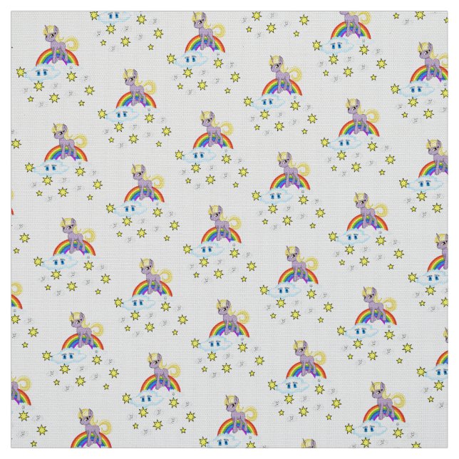 Tissu de nuages arc-en-ciel de poney (Échantillon)