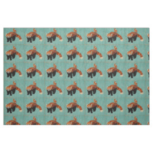 Tissu de panda rouge et de hibou