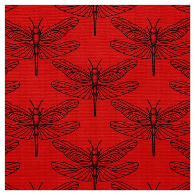 Tissu de peuplier polyester de la libellule rouge (Échantillon)