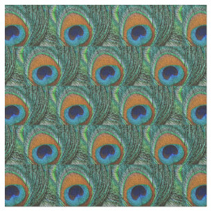 Tissu de plume de paon - Tan, Aqua, bleu, vert