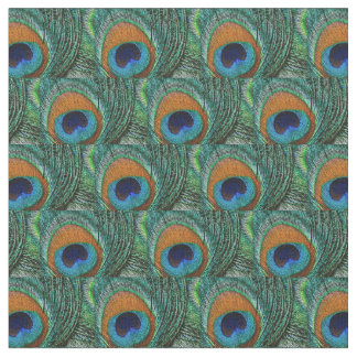 Tissu de plume de paon - Tan, Aqua, bleu, vert