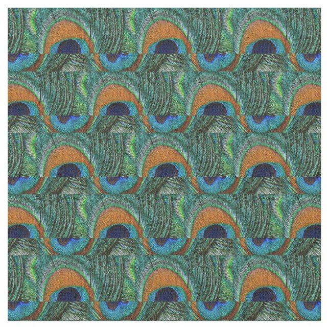 Tissu de plume de paon - Tan, Aqua, bleu, vert (Fermer)