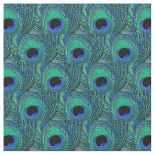 Tissu de plume de paon - vert, Teal, bleu, noir