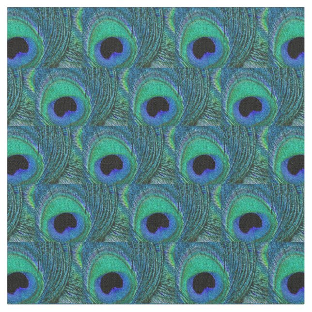 Tissu de plume de paon - vert, Teal, bleu, noir (Fermer)