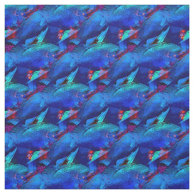 Tissu de poissons tropicaux bleu vif (Échantillon)