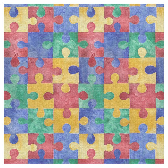 Tissu de puzzle d'aquarelle de sensibilisation sur (Fermer)