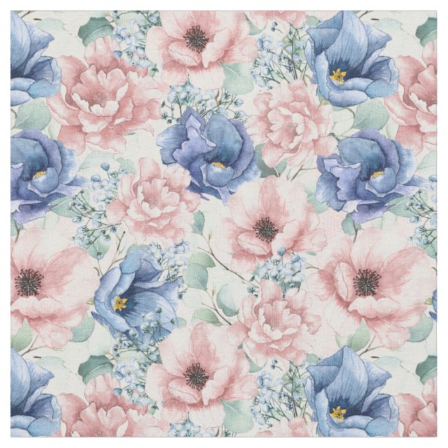 Tissu de roses bleues et roses (Fermer)