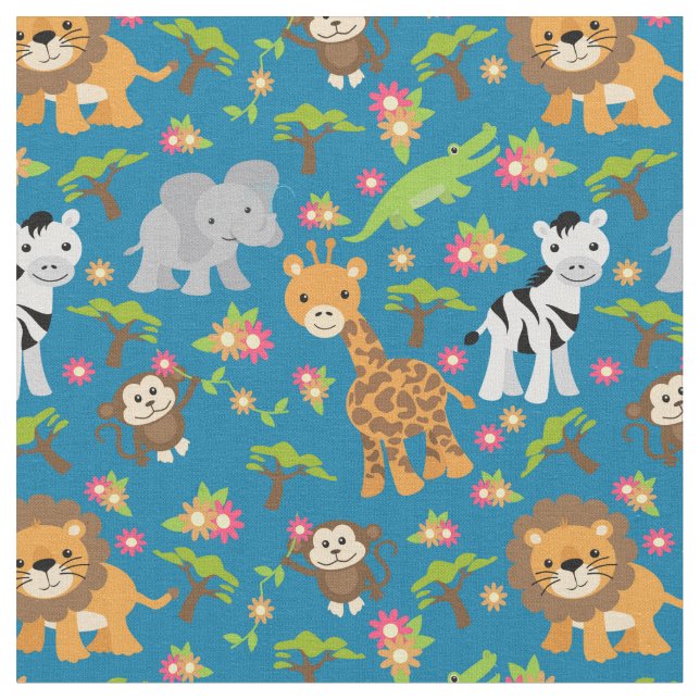 Tissu de safari de bébé bleu (Fermer)