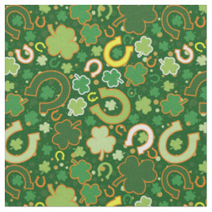 Tissu de shamrocks et de fers à cheval