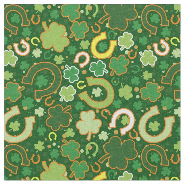 Tissu de shamrocks et de fers à cheval (Fermer)
