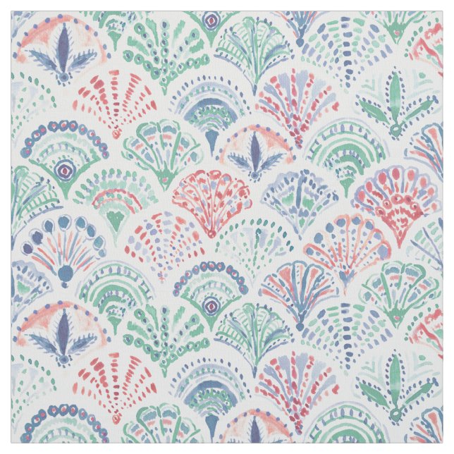 Tissu De SHELL échelles de sirène Boho dans le corail + (Échantillon)