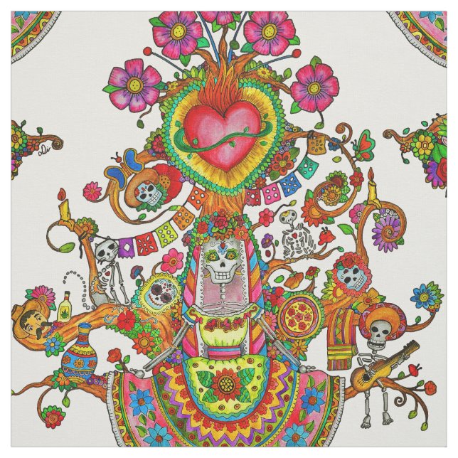 Tissu de style de tatouage avec l'arbre des morts (Échantillon)