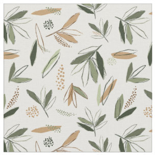 Tissu De superbes Feuilles Abstraits - Tons de terre