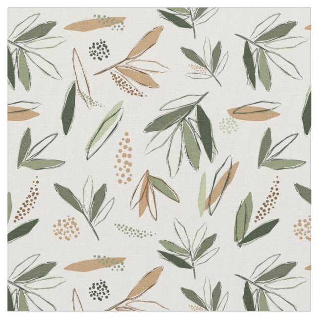 Tissu De superbes Feuilles Abstraits - Tons de Terre (Fermer)