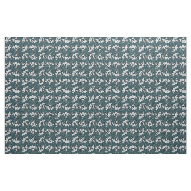 Tissu de Teal de fleur blanche (Fat Quarter)