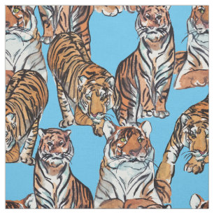 Tissu de tigres aquarelles peints à la main