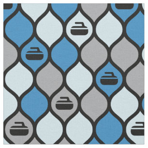Tissu de tuiles de curling - bleu/gris