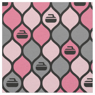 Tissu de tuiles de curling - rose/gris