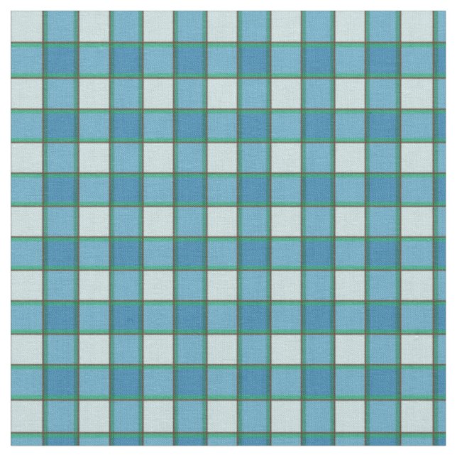 Tissu de turquoise, vert et blanc de plaid (Fermer)