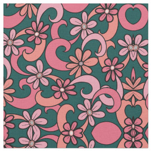 Tissu De vert motif de fleurs de corail rose super Girly