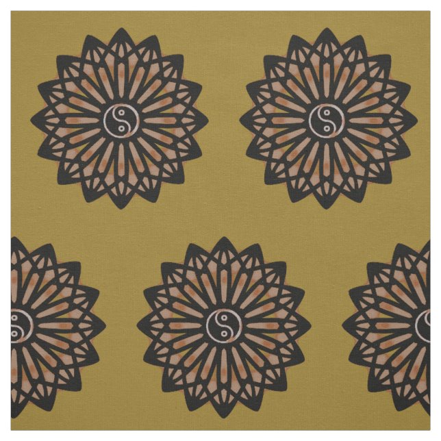 Tissu de Yin Yang - brun de café (Échantillon)