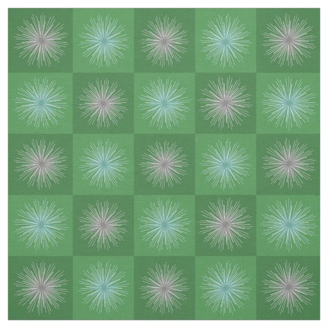 Tissu Débuts de Noël du Moyen-siècle rétro Vert (Échantillon)