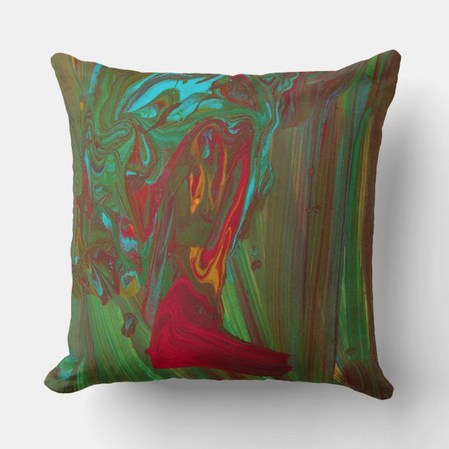 Tissu Déchiré 1 Coussin d'Accent Abstrait Rouge Ve (Recto)