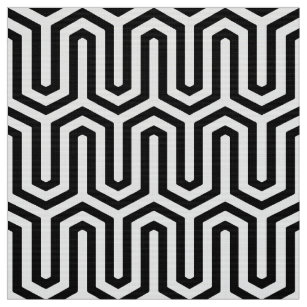 Tissu Déco motif égyptien - noir et blanc