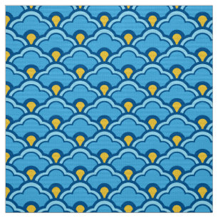Tissu Déco pétoncles chinois, turquoise et aqua