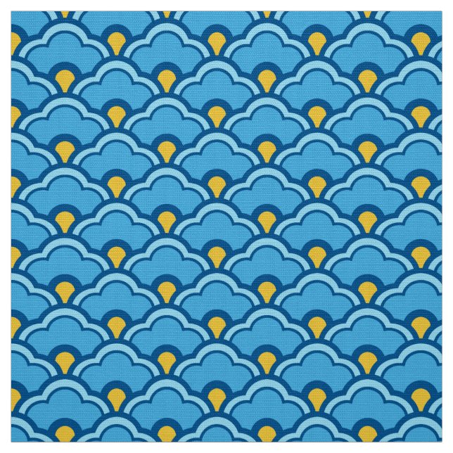 Tissu Déco pétoncles chinois, turquoise et aqua (Échantillon)