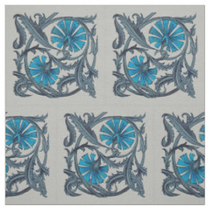 Tissu Décor de carreaux rustiques d'art floral antique b