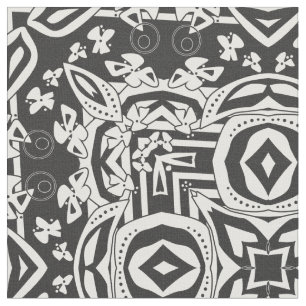 Tissu Décor moderne Abstrait noir blanc ornement mosaïqu