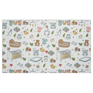 Tissu décoratif ourson canard pastel