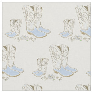Tissu Décoration Bébé Bleu Doux Boots Vintage Cowboy