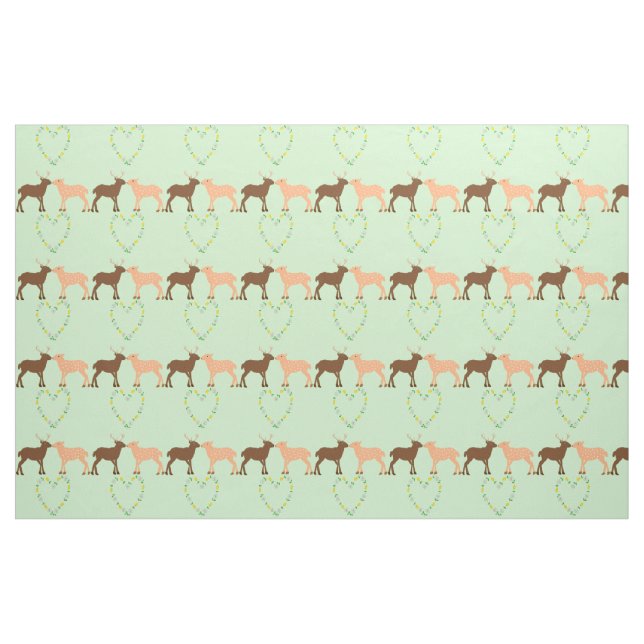 Tissu Deer Couple et Daisy Heart (Fat Quarter)
