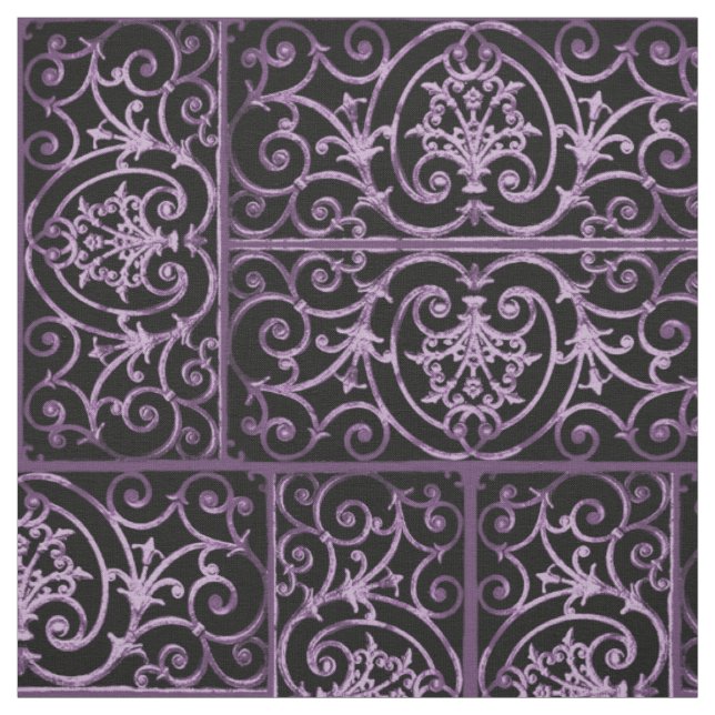 Tissu Défilement violet et noir (Échantillon)