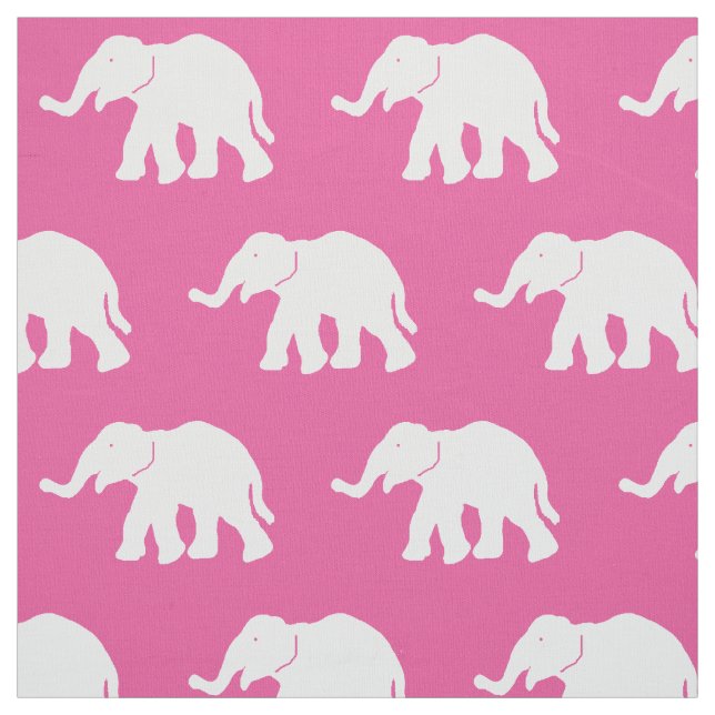 Tissu d'éléphant rose et blanc (Échantillon)