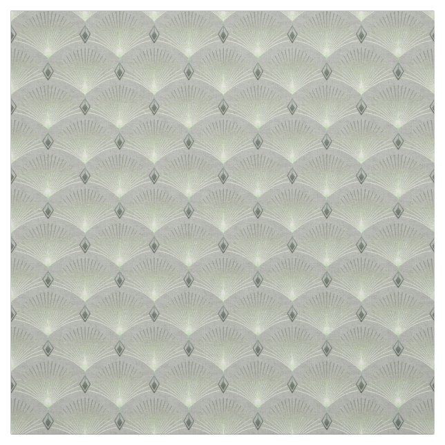 Tissu Délicat vert et gris, art déco. (Échantillon)