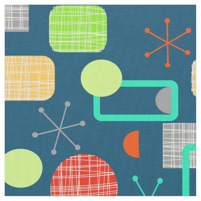 Tissu Démarrage atomique géométrique moderne du milieu d (Fermer)